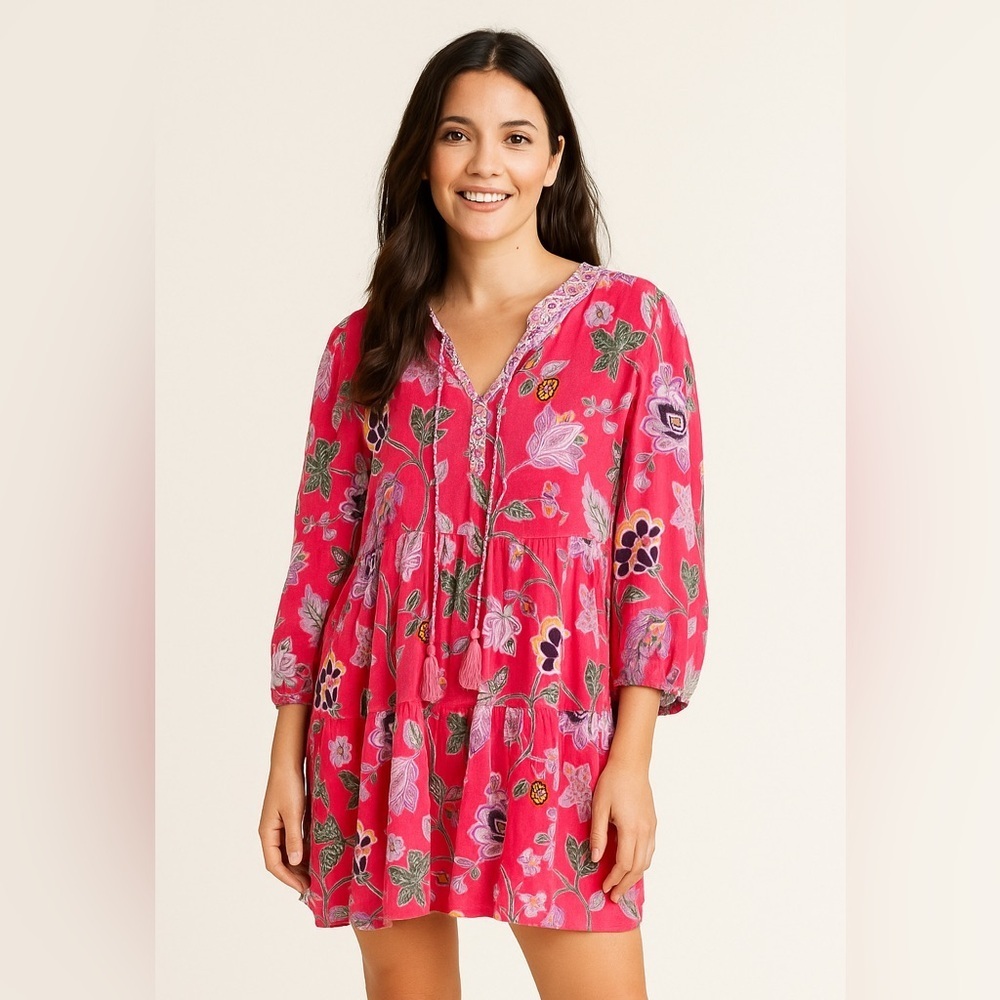 Anthropologie NWT Floral Babydoll Mini Dress ($128) Boho Festival Summer Beach